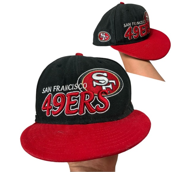New Era San Francisco 49rs embroidered logo graphic red and black baseball cap - Picture 1 of 9